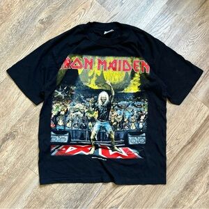 Vintage RARE 2000s Iron Maiden Brave New World Canadian Tour Black Band T-Shirt